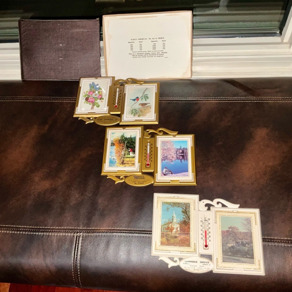 Salesman Display Samples Picture Frame Calendar Thermometer Set w Original Box